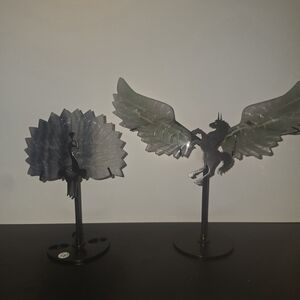 Elegant Black and Gray Winged Art Sculptures